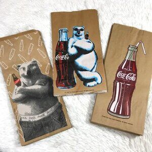 NWOT Set of 37 Vintage Coca-Cola Chilling Polar Bear and Coke Bottle Paper Bags